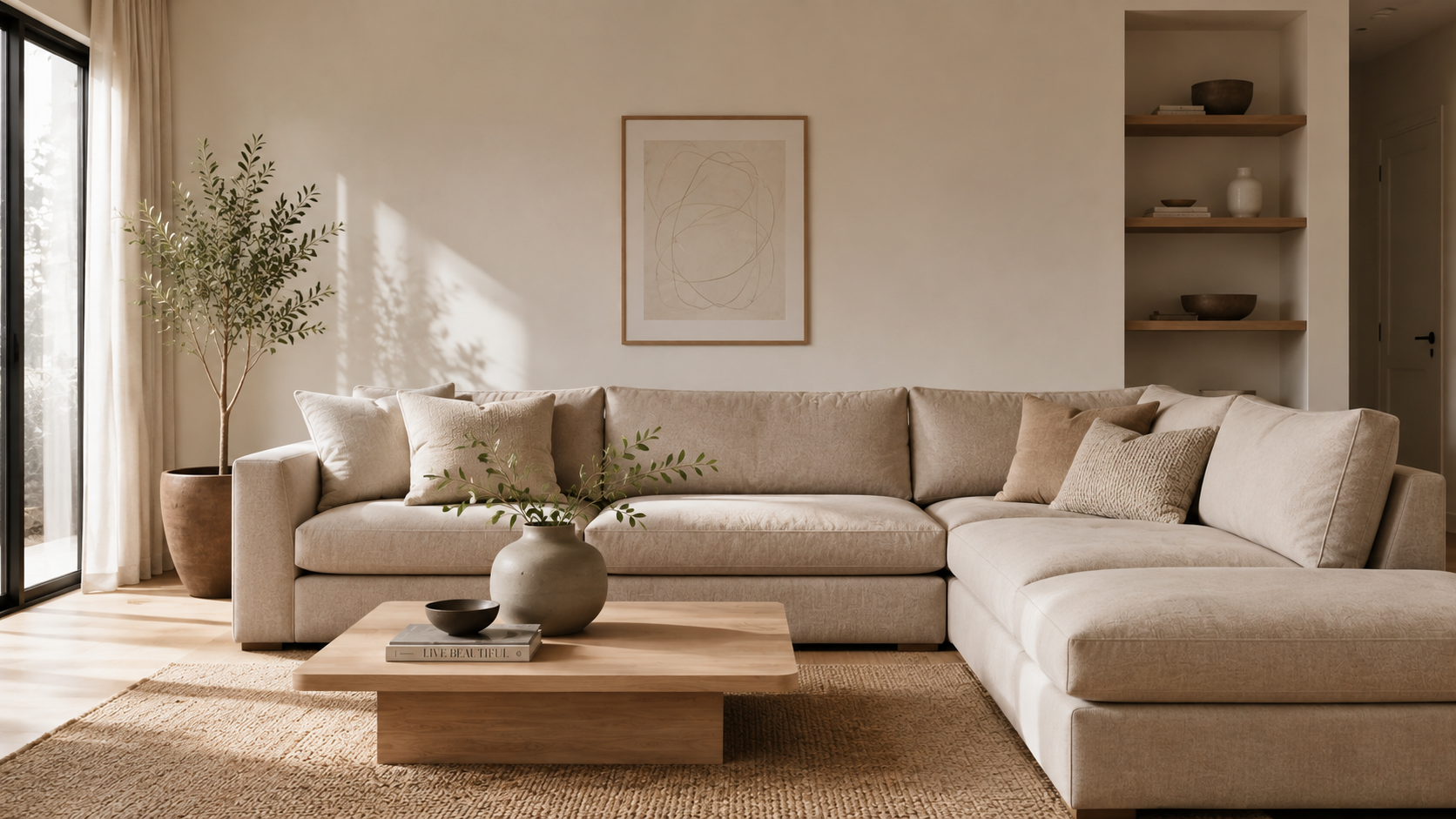 Warm Stone Toned Sectional Couch